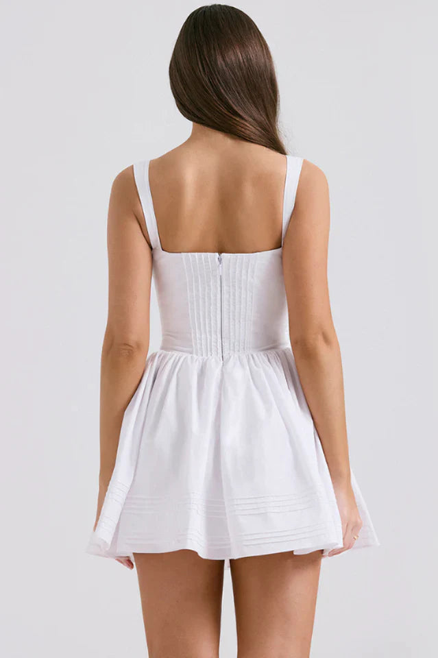 Natassia White Cotton Mini Dress