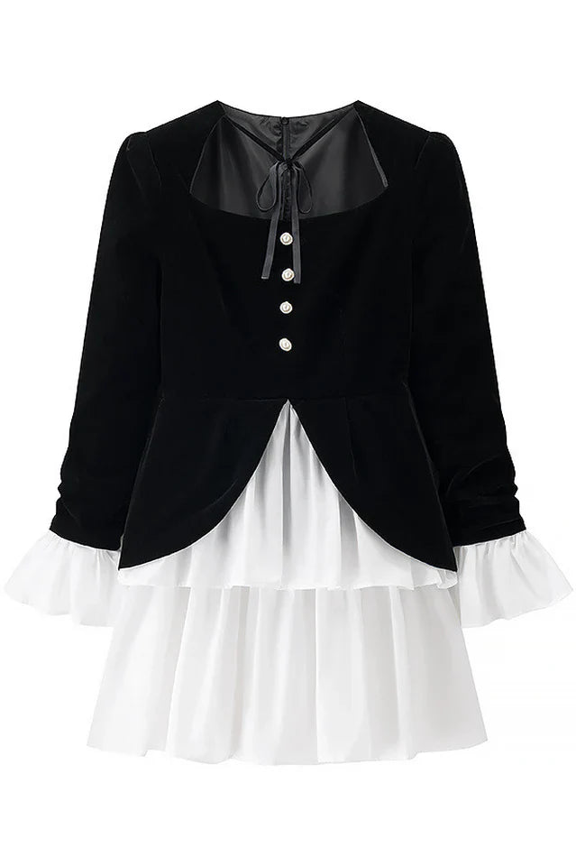 Eveline Velvet Tiered Mini Dress
