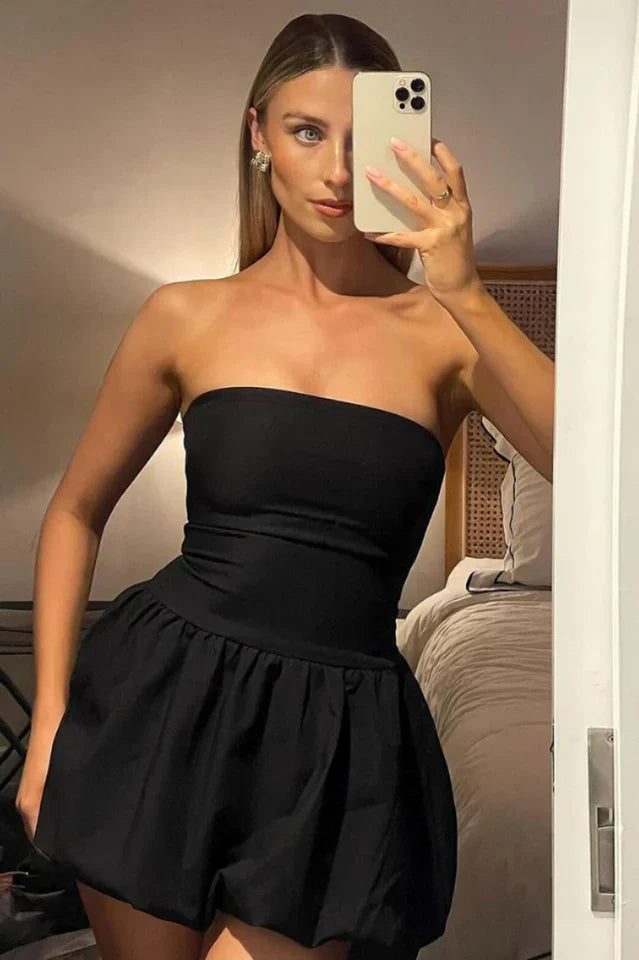 Tube Bubble Hem Mini Dress