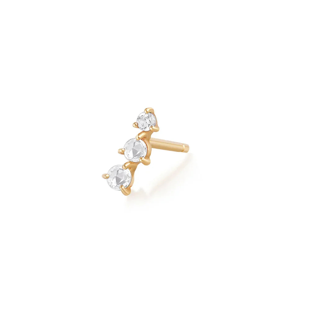 Aurelie Gi | Clara | Rose Cut Triple White Sapphire Stud Earring