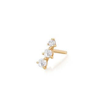 Aurelie Gi | Clara | Rose Cut Triple White Sapphire Stud Earring