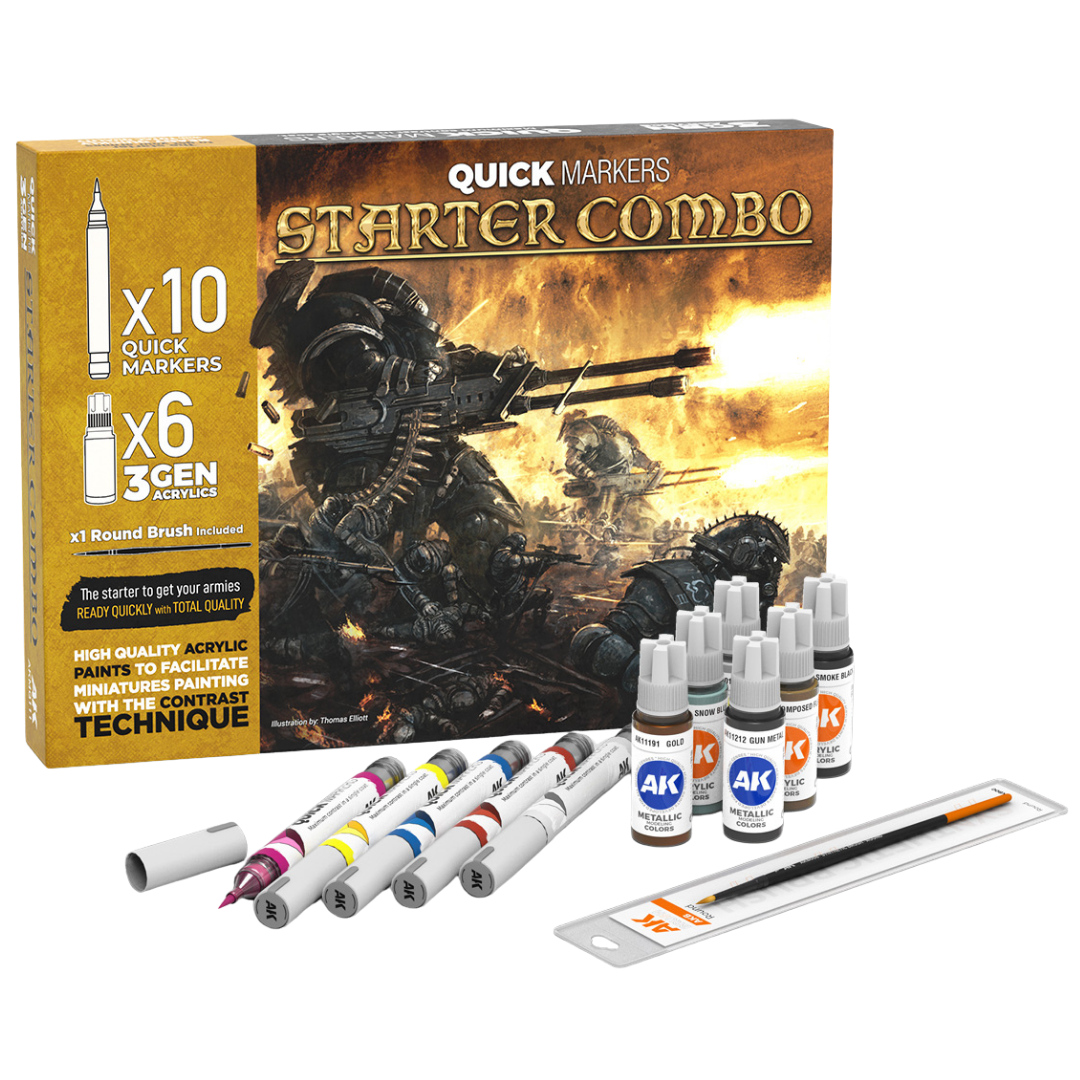 AK Interactive Starter Combo Quick Markers acrylic paint markers for model detailing