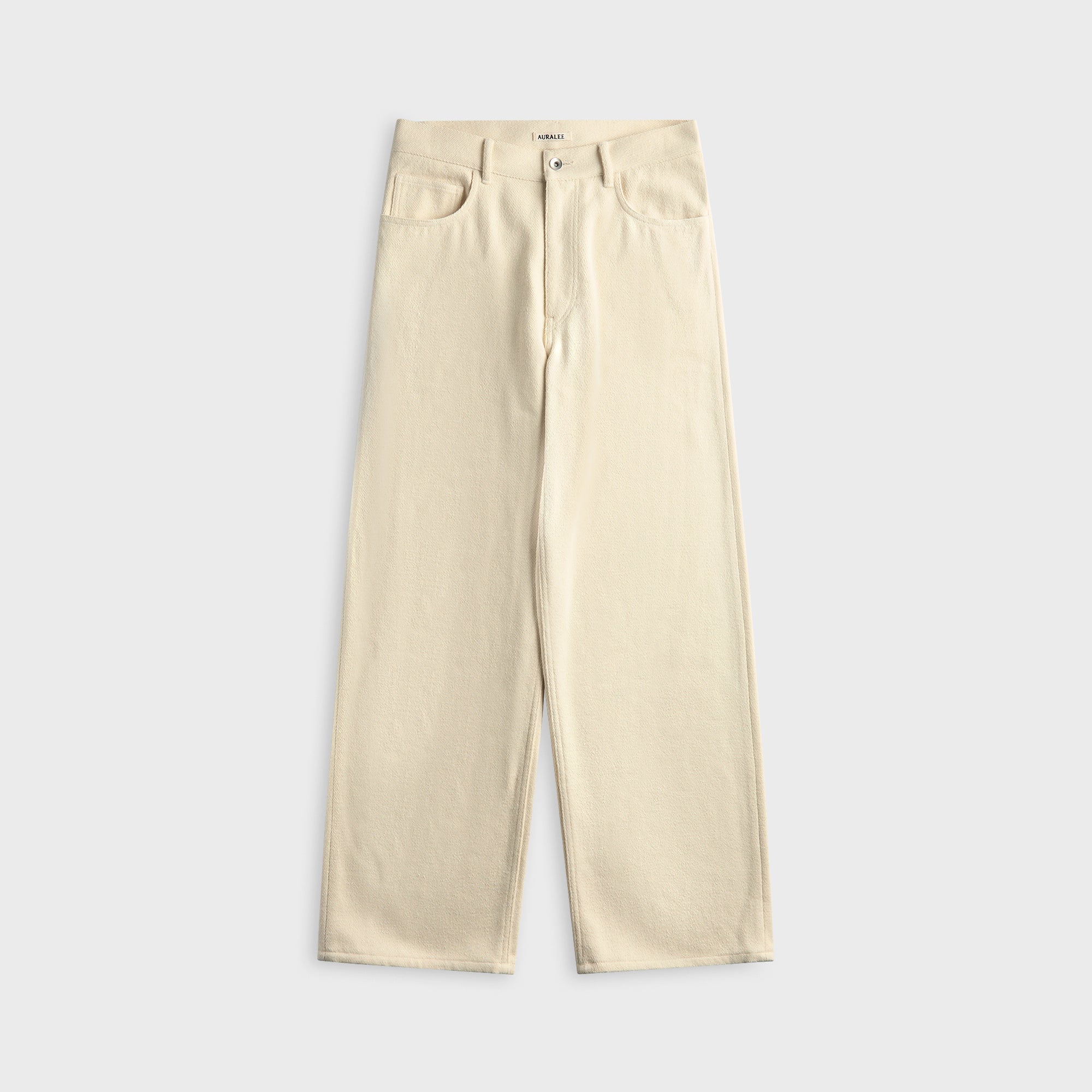 Auralee Silk Nep Denim 5P Wide Pant - Ivory / White