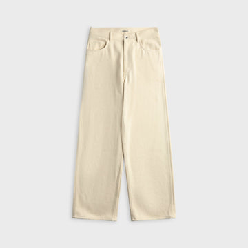 Auralee Silk Nep Denim 5P Wide Pant - Ivory / White
