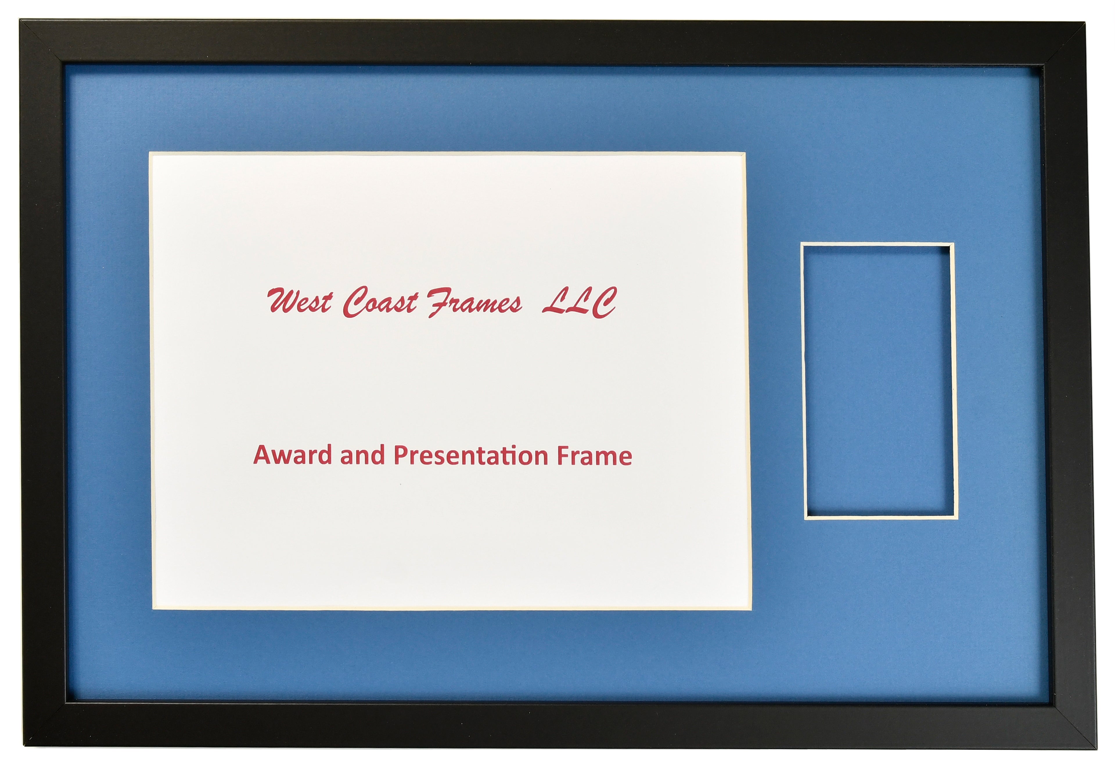 AWARD AND PRESENTATION MAT AND BLACK FRAME - FOR 11 x 8-1/2 Certificate - West Coast Picture Frames LLC