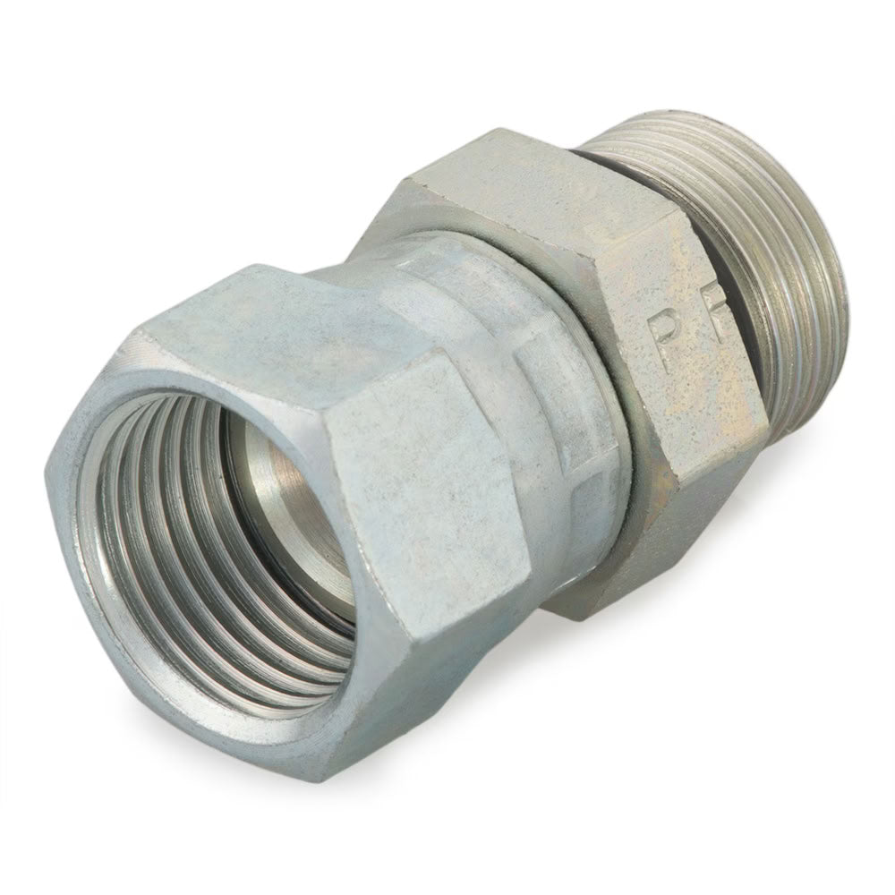 Adaptador Recto Giratorio Parker 12 F65OX-S Triple-Lok 37° Flare Hembra a SAE-ORB Macho en Acero, JIC