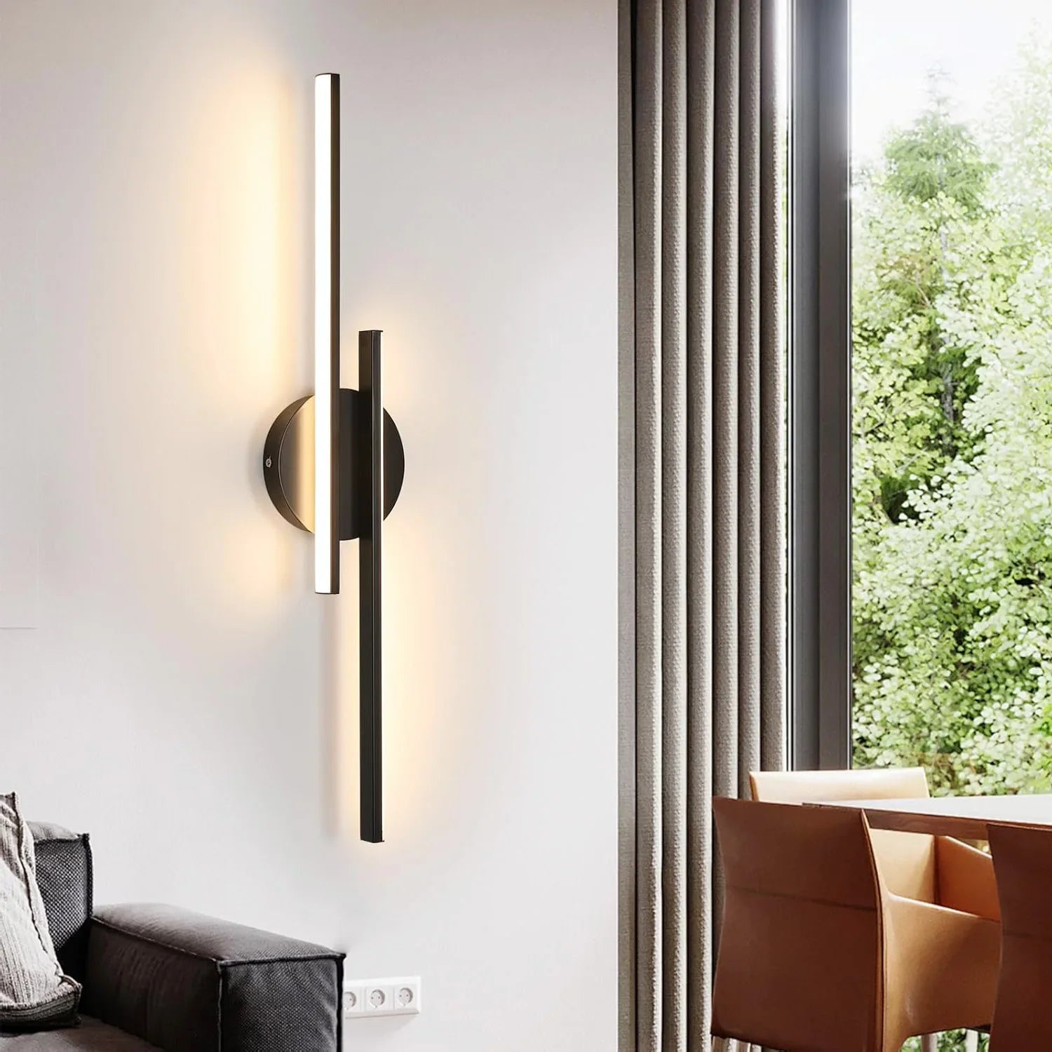 LED Wandlamp 24W Modern – Warm Wit 3000K | Zwarte Aluminium Wandlamp
