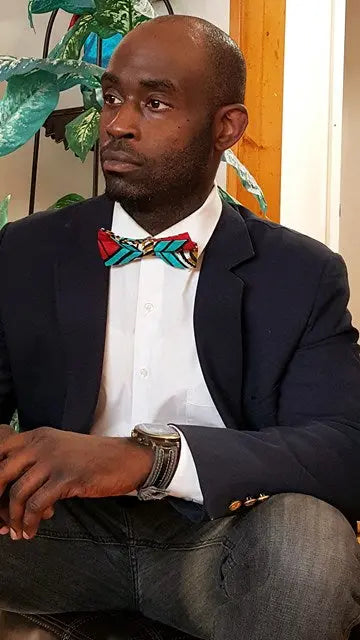 Red Blue White African Print Bow Tie-DP3551BT - Dupsie's African Fashion