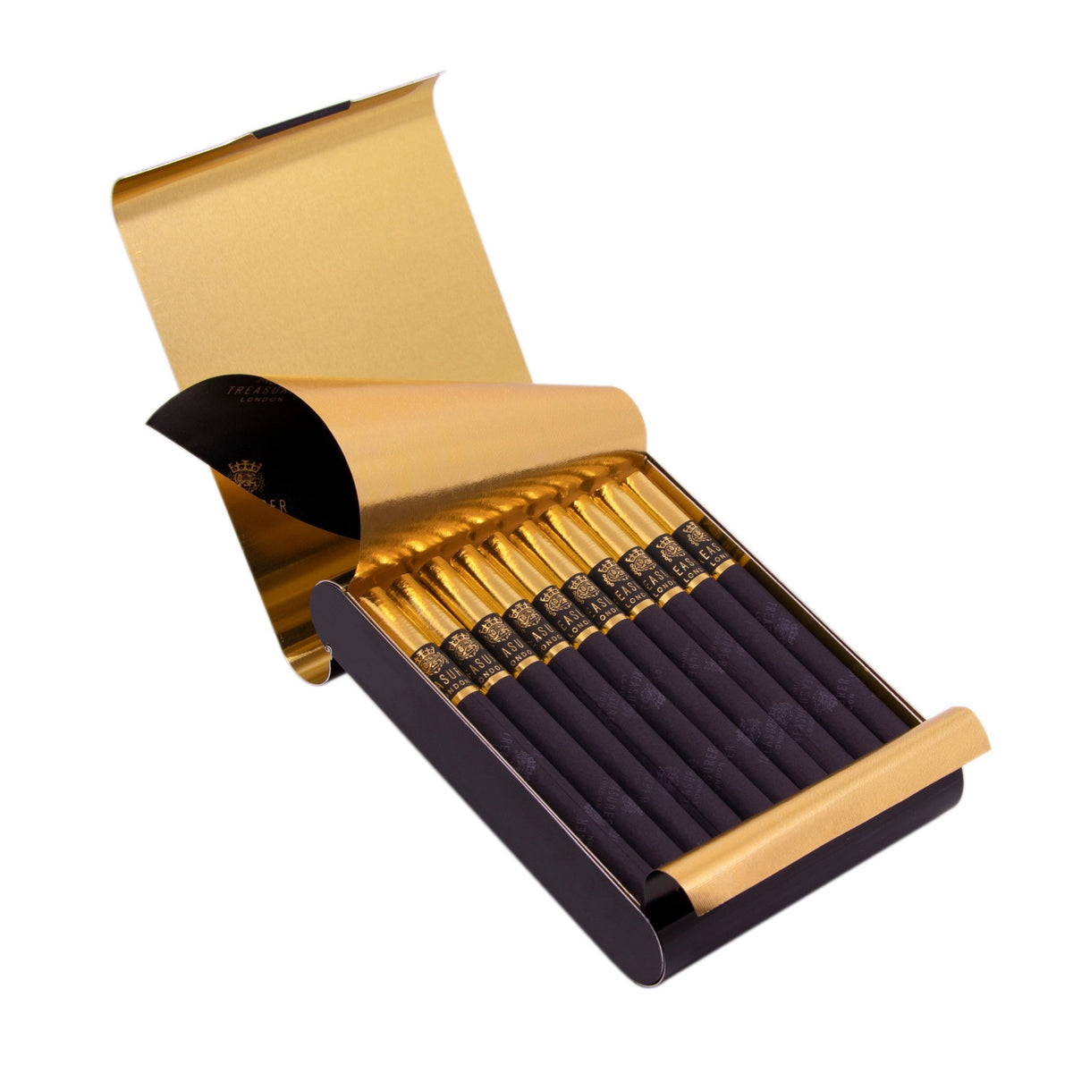 black cigarette with gold filter Treasurer London Aluminium Black