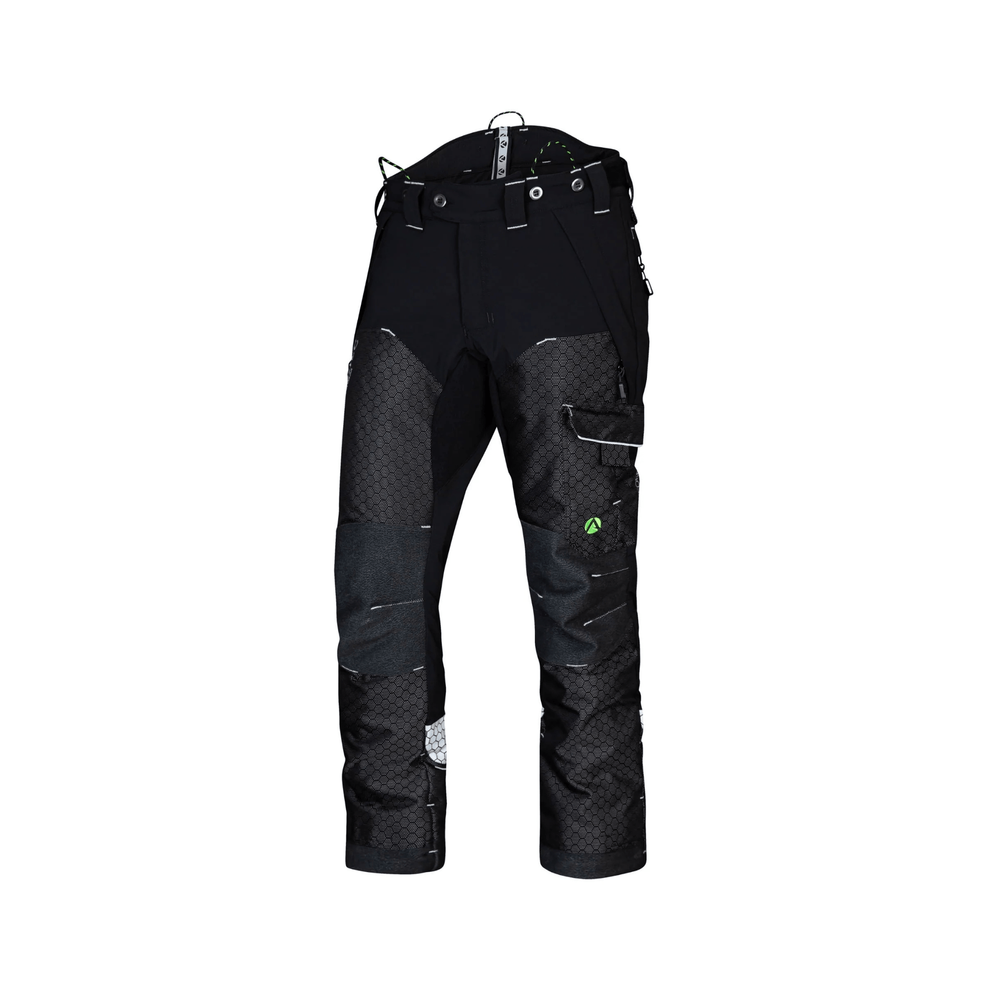 Deep Forest Chainsaw Trousers Type A in black, designed for arborists with comfort and protection for long workdays.