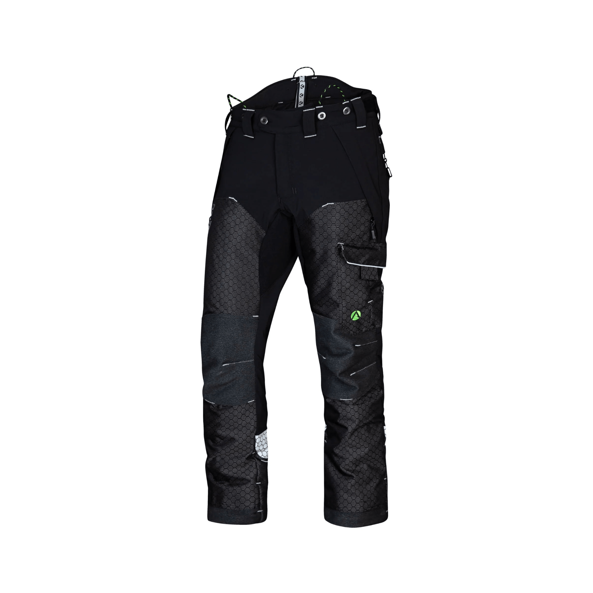Deep Forest Chainsaw Trousers Type A in black, designed for arborists with comfort and protection for long workdays.