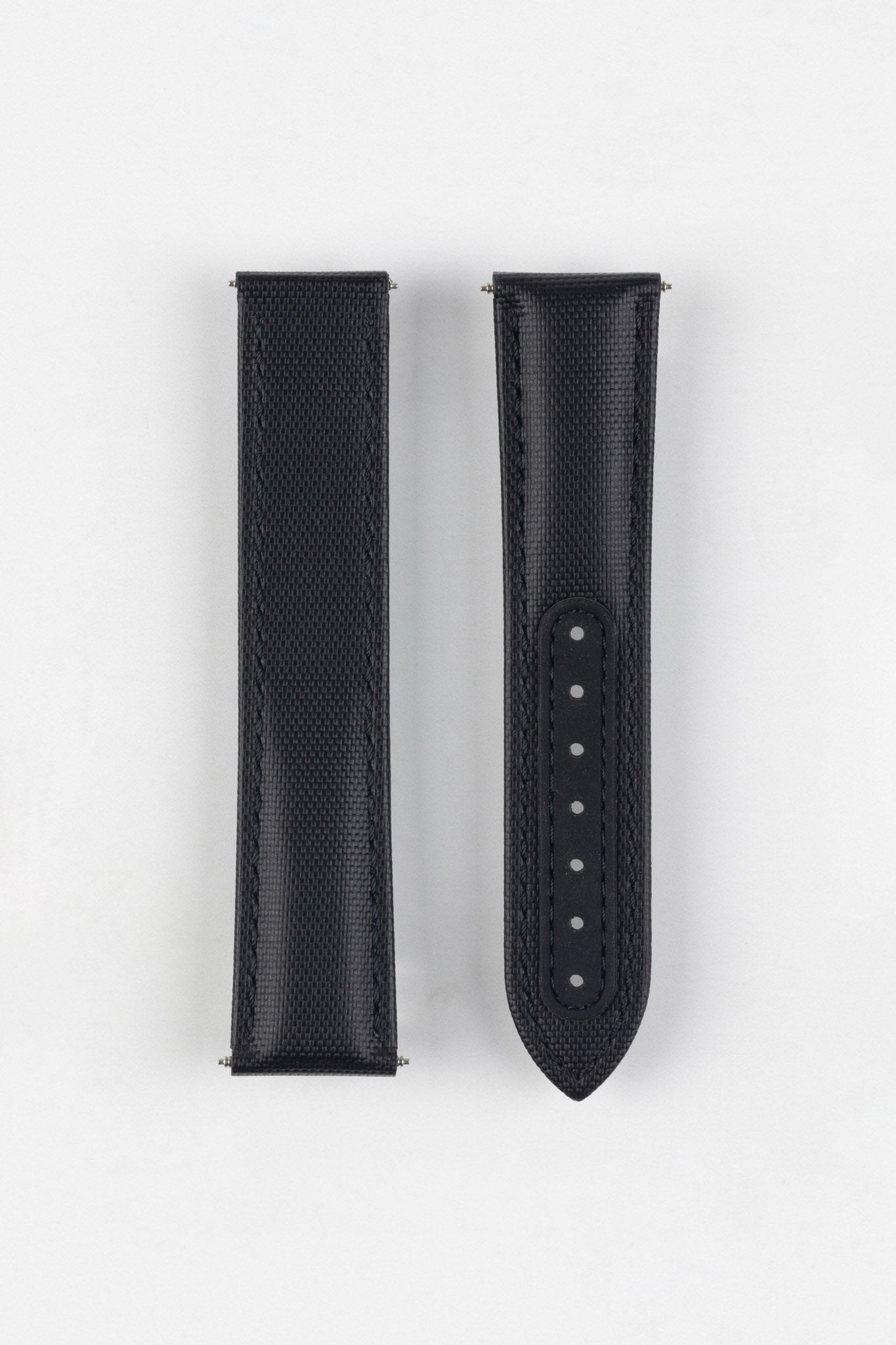 Artem Straps Loop-less™ Black Sailcloth Watch Strap with Black Stitching