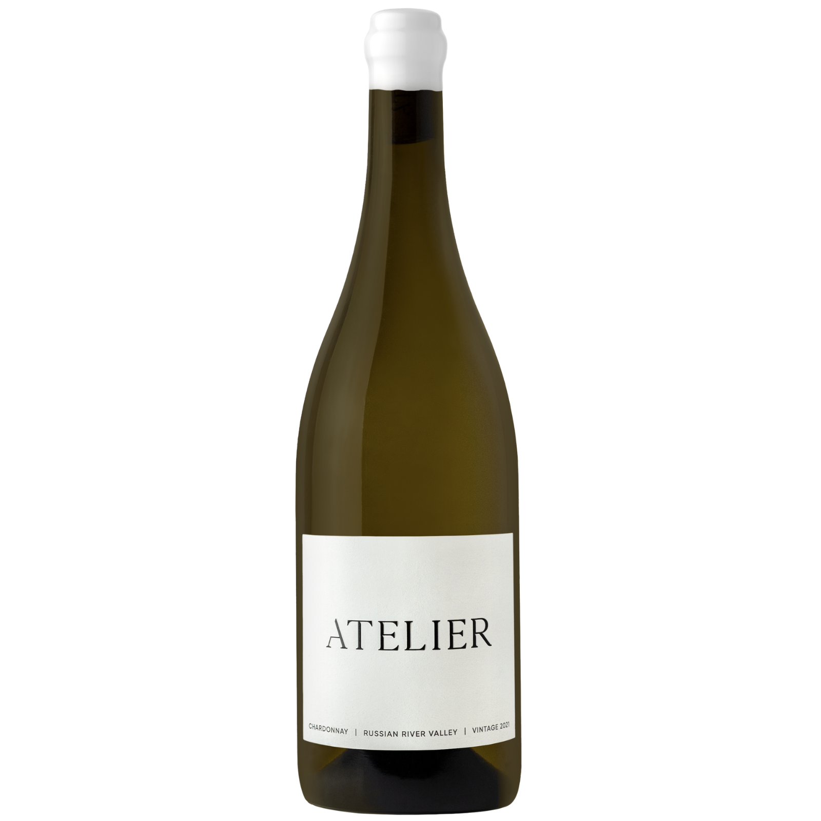 Bottle of Atelier Winery Chardonnay 2021, a Chardonnay white wine from Russian River Valley, USA.