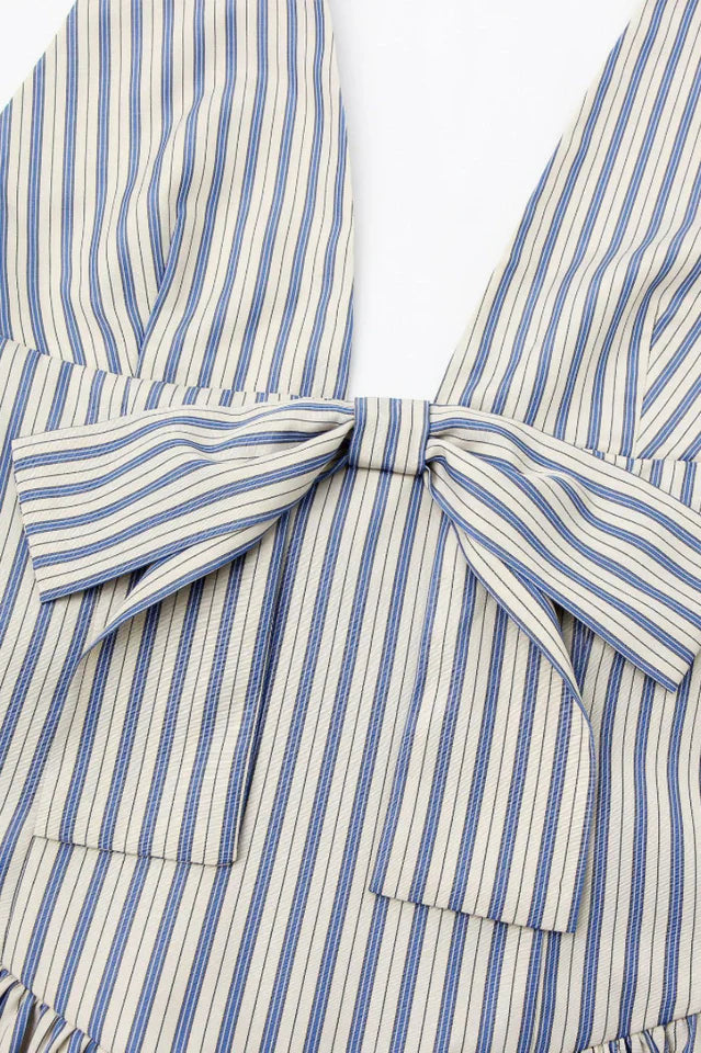 Mackenna Stripe Halter Smock Back Dress