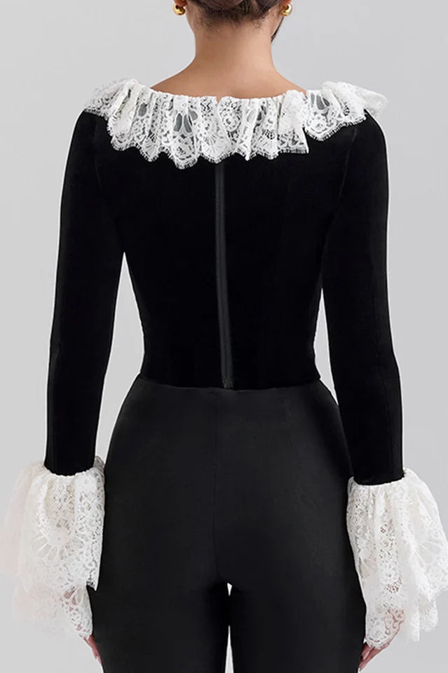 Jacinda Velvet Lace Tunic Top