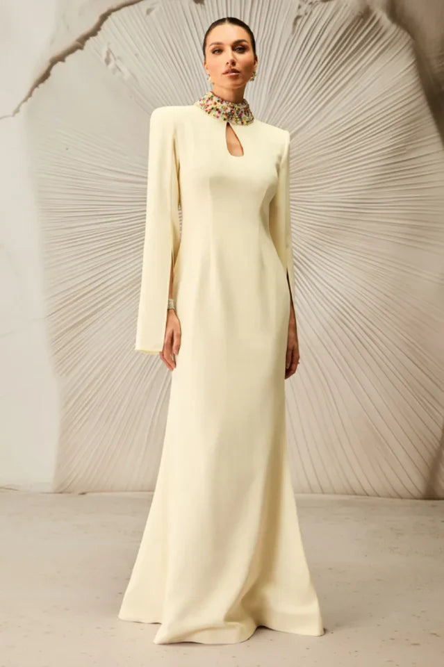 Laksha Cape Sleeve Cutout Maxi Dress