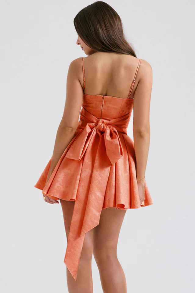Rosalinda Pink Jacquard Bow Mini Skirt