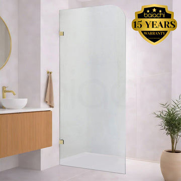 Baiachi 700mm Curved Fixed Panel Shower Screen Brushed Gold