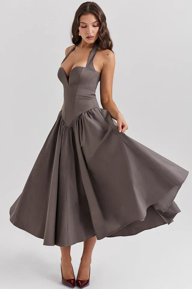 Coquette Scarlet Halter Midi Dress