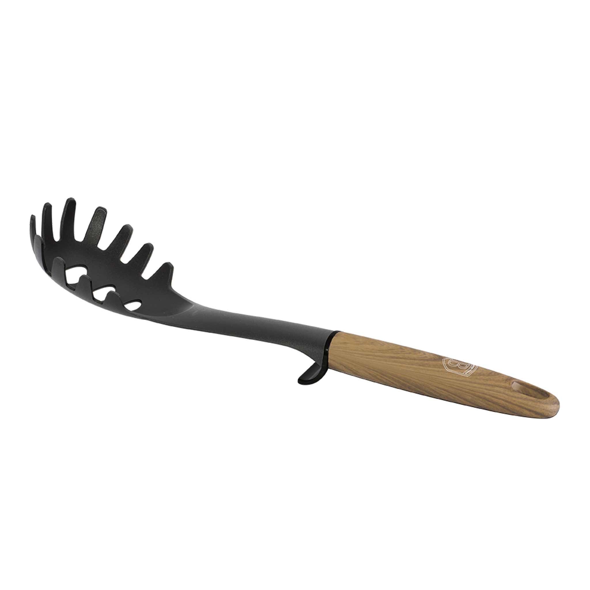 Product image of Spaghetti spoon. Part of the Ebony Maple Collection . Features: • Material: nylon • Color: black- ebony maple REGISTERED DESIGN BY BERLINGER HAUS!. (Studio view). Official Berlinger Haus product, boosted by Promintra sl.