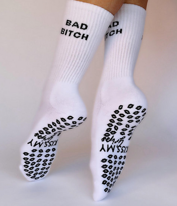 Bad Bitch Grip Sock – White
