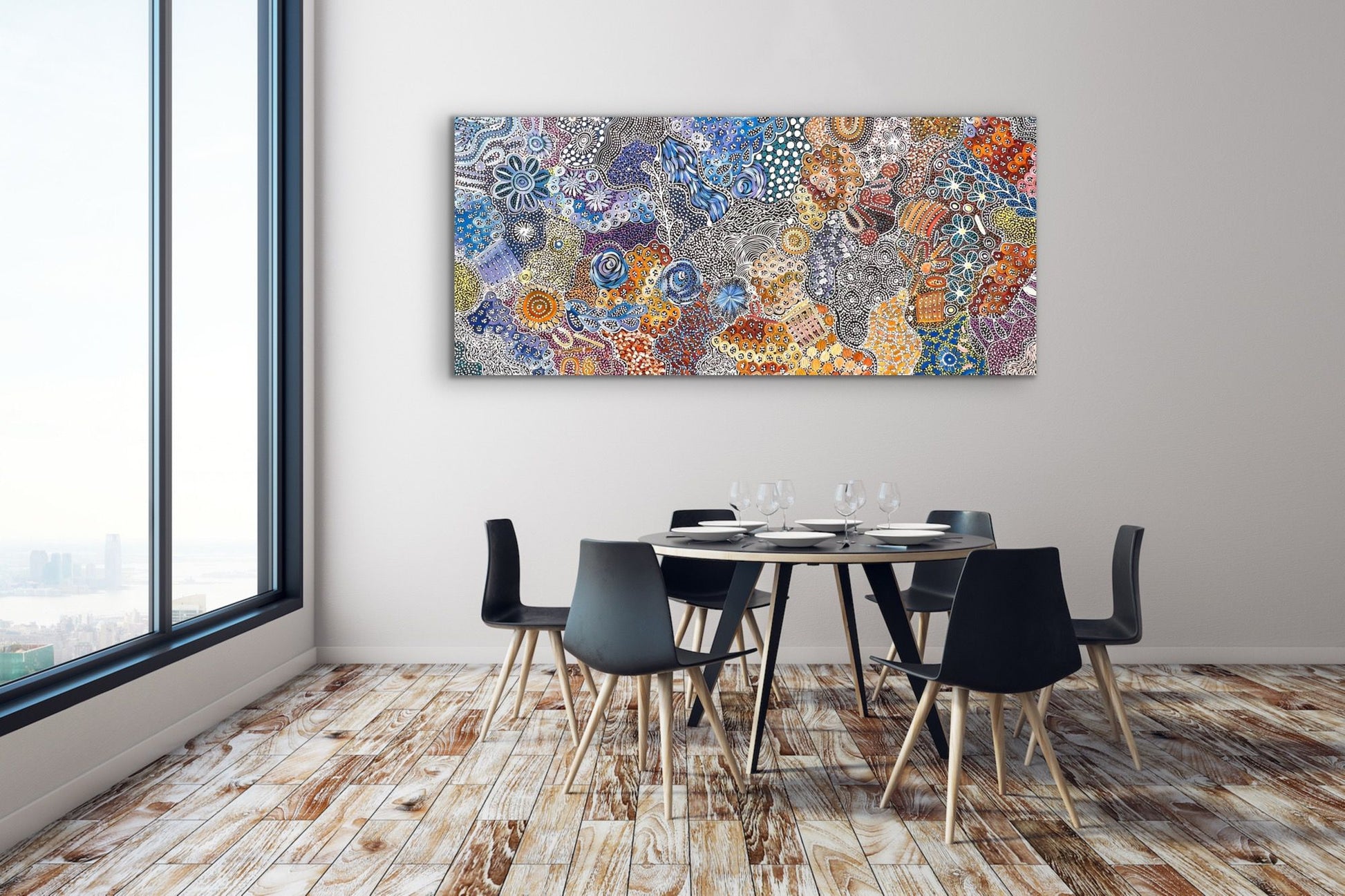 "My Country" by Katrina Bird - gallery view, authentic Indigenous Australian art, 197cm x 93cm