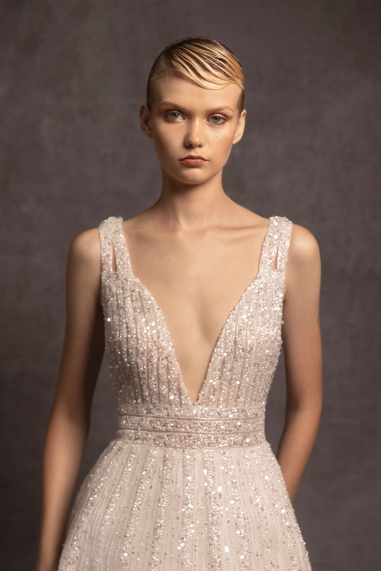 Sleeveless Sequin A-line Wedding Dress