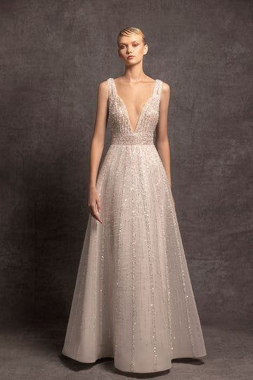 Sleeveless Sequin A-line Wedding Dress