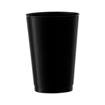 Black plastic tumblers featuring a sleek round shape, 12 oz capacity, and sold in a large 240-pack