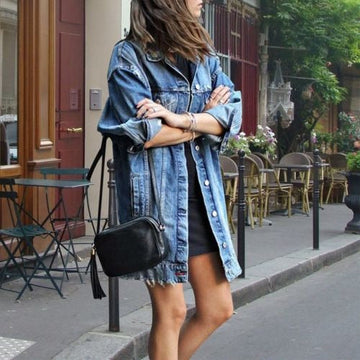 Jessica - Lange denim oversized jas voor dames, casual en klassieke stijl