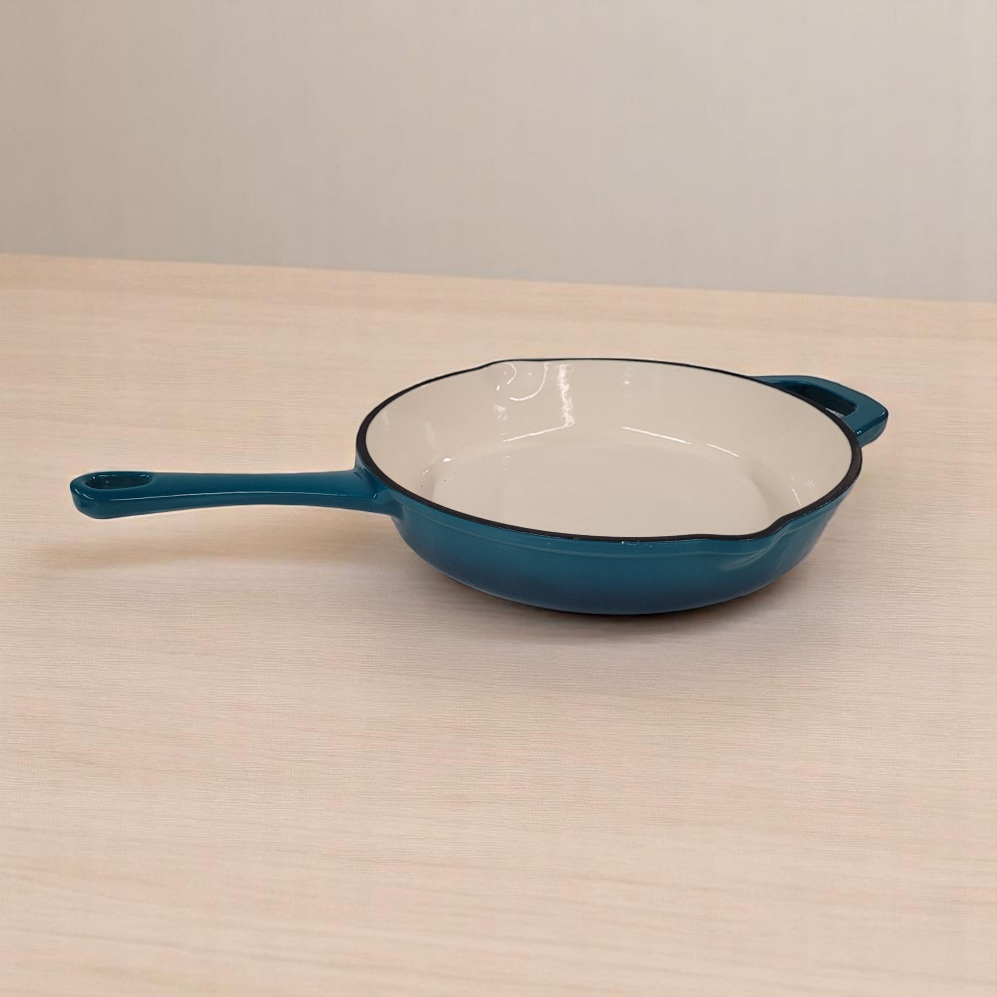 Vintage Blue Tramontina Enameled Cast Iron 10 Inch Fry Pan