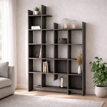 Boekenkasten - Boekenkast antraciet melamine Manco 122x188x25,5 cm - Dimehouse