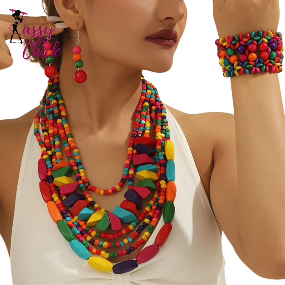 Boho Colorful Wood Jewelry Seta Sassy Chick Logo
