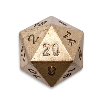 Brass - Single D20 True Metal Dice-Metal Dice-Norse Foundry-Norse Foundry-dungeons & dragons-d&d dice-rpg d20-metal d20-d&d-d20-luxury dice-perfect for tabletop rpgs