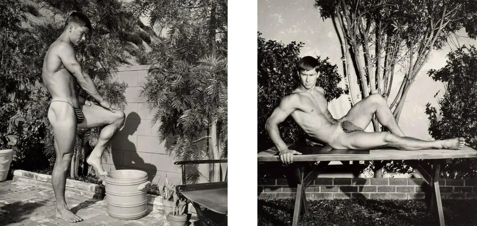 {{ product_title }} Fine Art Print | {{ product_vendor }} Jakero77 Bruce of LA Nude Male Model Posing Outside Physique Vintage Gay Interest - 17"x22" Fine Art Print - 1969 Art Print  Jakero77