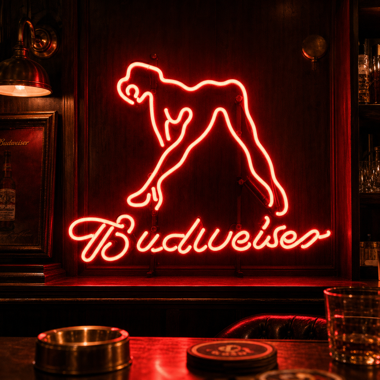 "Bud Naken Jente" Neonskilt