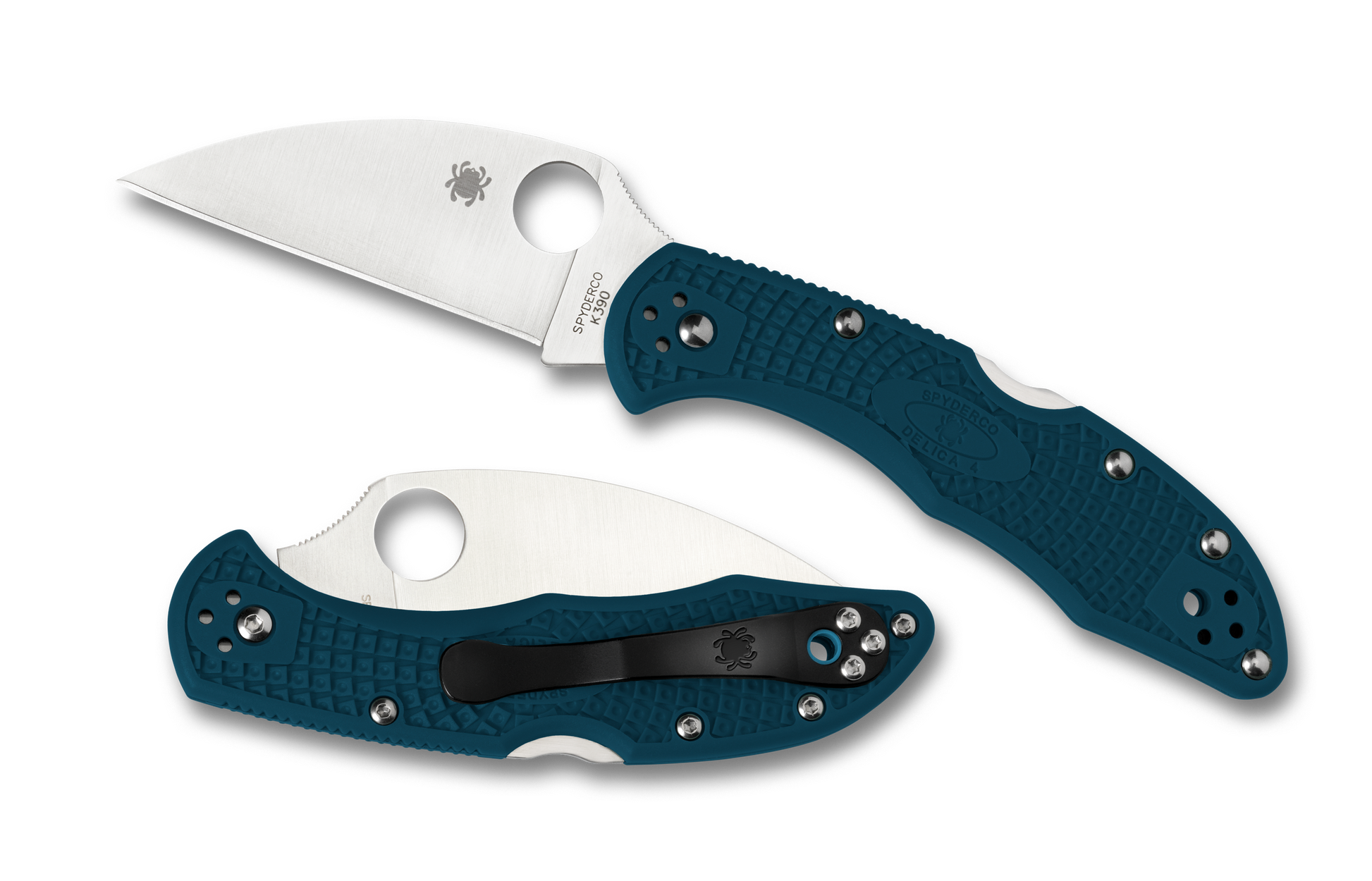 Spyderco Delica - Plain K390 Wharncliffe Blade - Blue FRN Handle - C11FPWK390