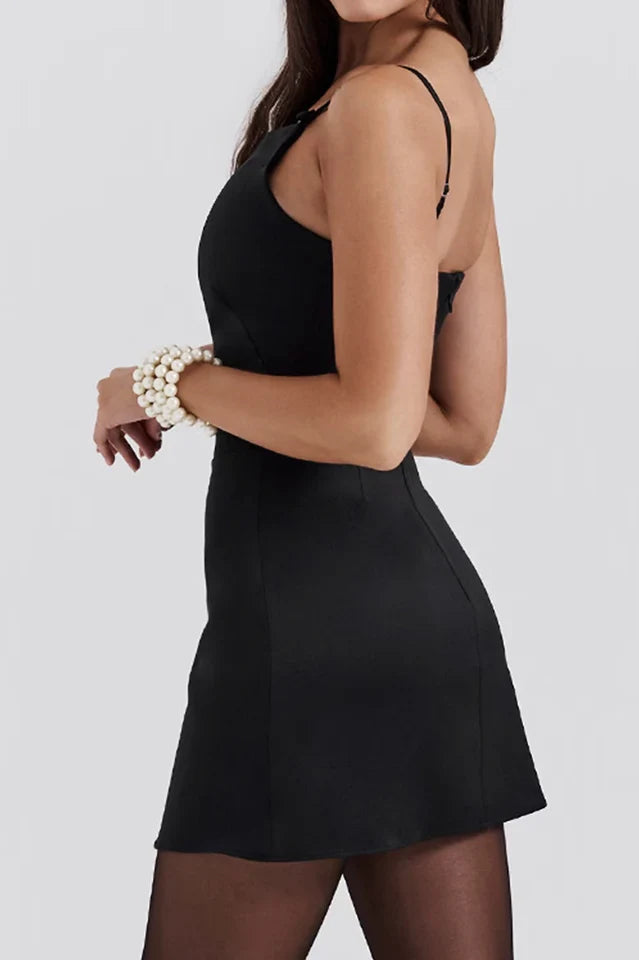 Dainty Square Neck A Line Mini Dress
