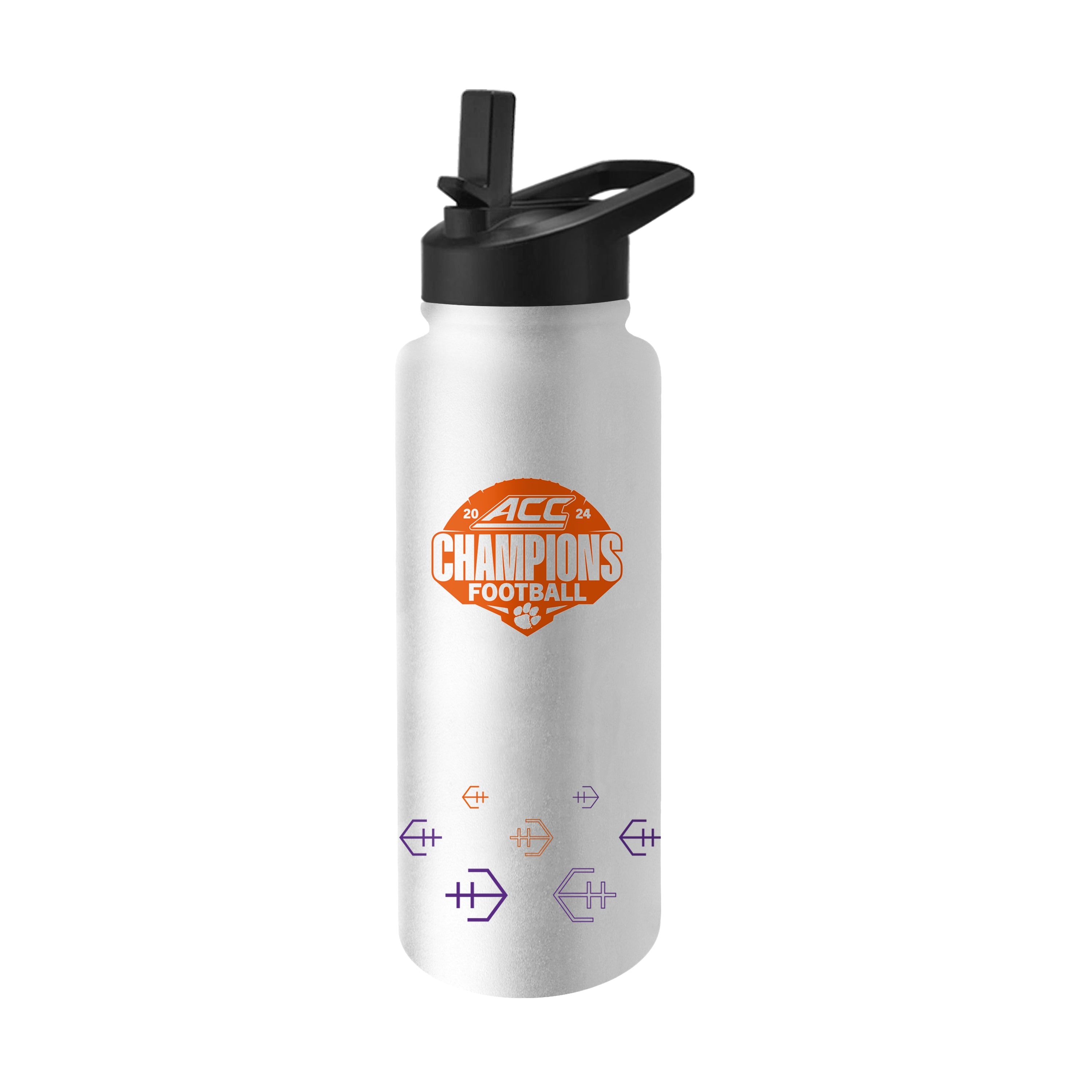 Clemson 2024 ACC Champions 34oz Logo Brands drinkware with team logo and vibrant green design for fans.