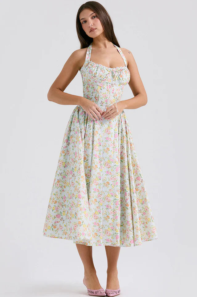 Adabella Cotton Halter Midi Sundress
