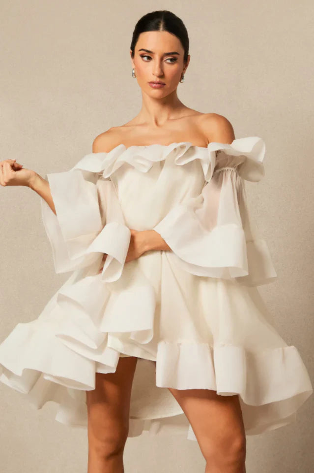Jessica Off Shoulder Ruffle Mini Dress