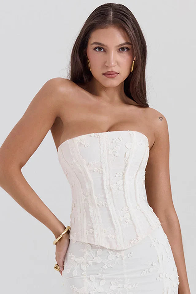 Dakota Embroidered Strapless Corset Set