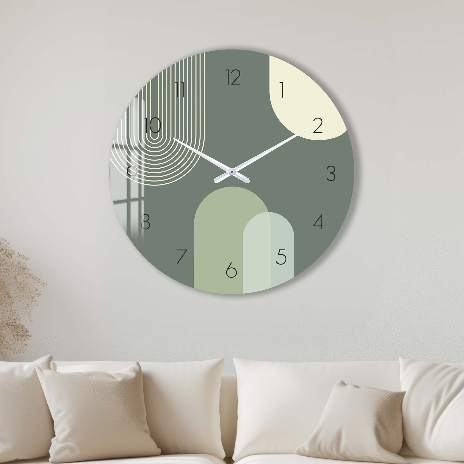 Artronauts Glass Print 40 cm ⌀ | 15.7" / Frameless Puffy Khaki - Glass Wall Clock