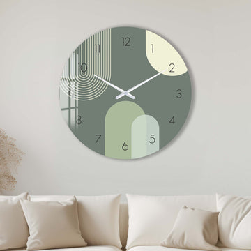 Artronauts Glass Print 40 cm ⌀ | 15.7" / Frameless Puffy Khaki - Glass Wall Clock