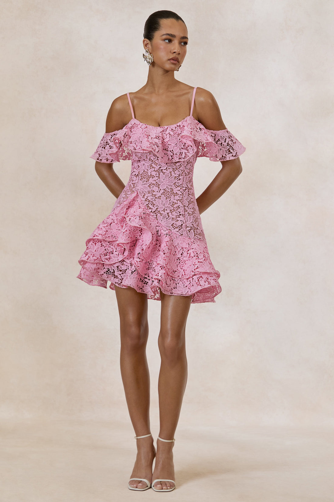 ECM_HR_CL138260084 - Lyris _ Pink Lace Scoop-Neck Mini Dress With Ruffled Detailing 0.jpg