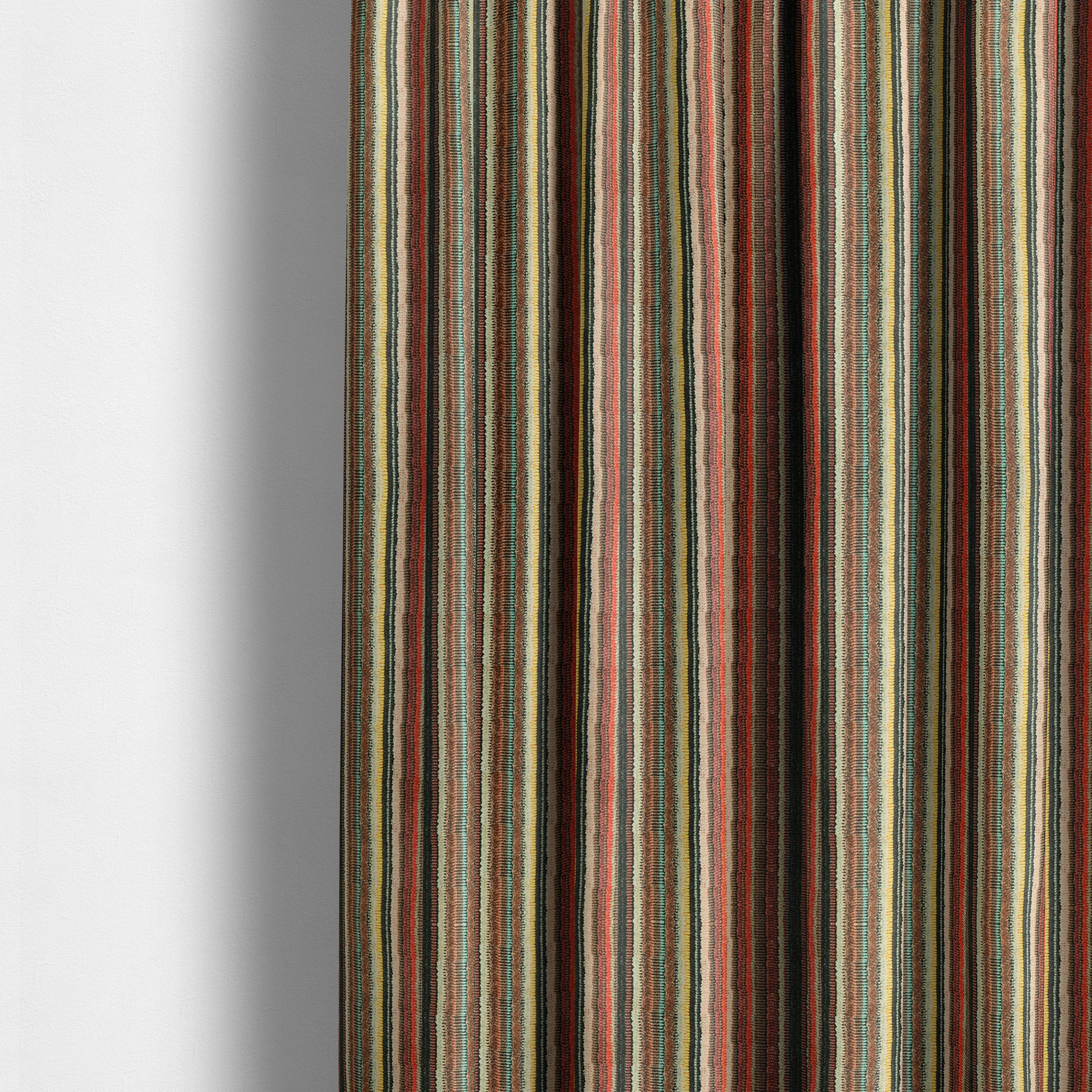 Freedom Printed Velvet Fabric Funky Multicolour Striped Pattern Upholstery Fabrics CTR-467 - Made To Measure Curtains