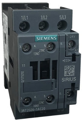 SIEMENS CONTACTOR 25A B-24VAC S0 C-1NA+1NC 3RT2026-1AC20