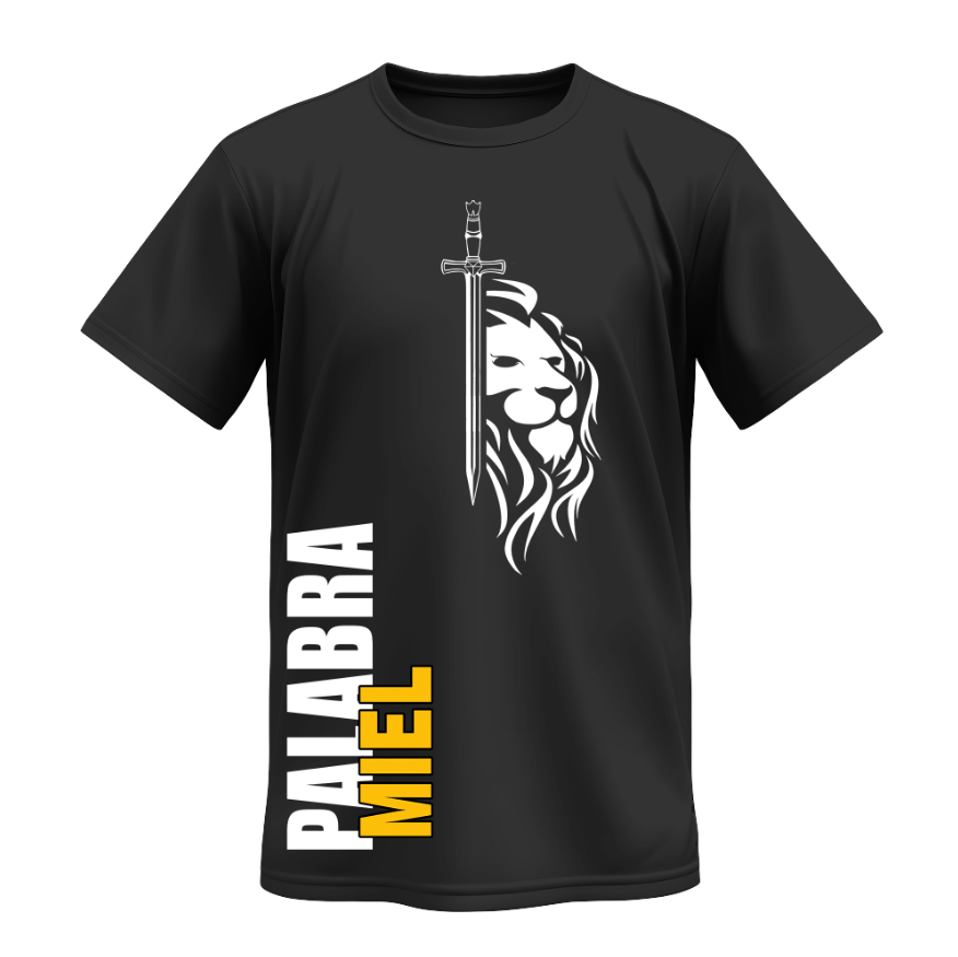 Playera | Negra | Palabra Miel | Soy dichoso | espada-león 1