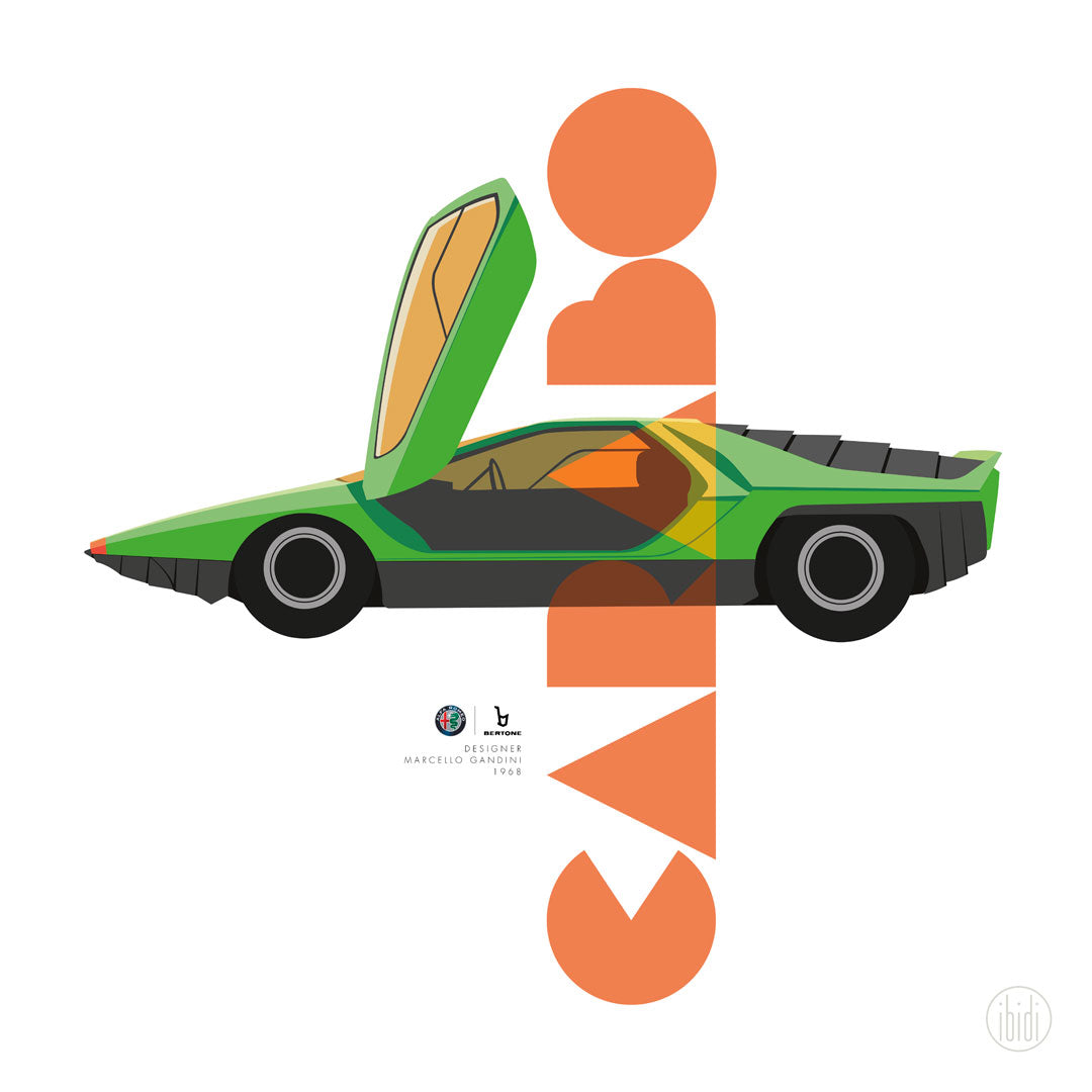 Affiche Alfa Roméo Carabo Bertone - ibidi illustration - ONIRIC