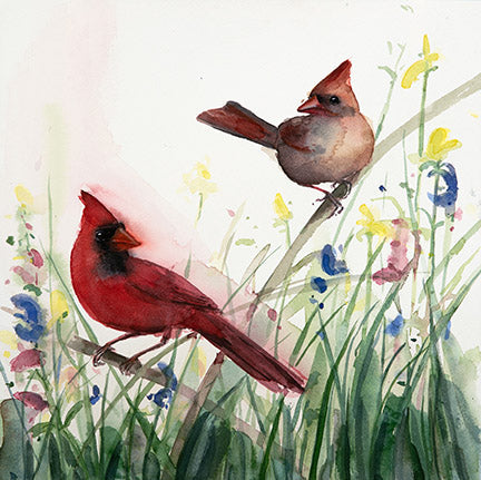 Northern Cardinals Original Watercolor Painting by Holly Wach — True Love